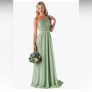 Chic One-Shoulder Green Wedding Dress